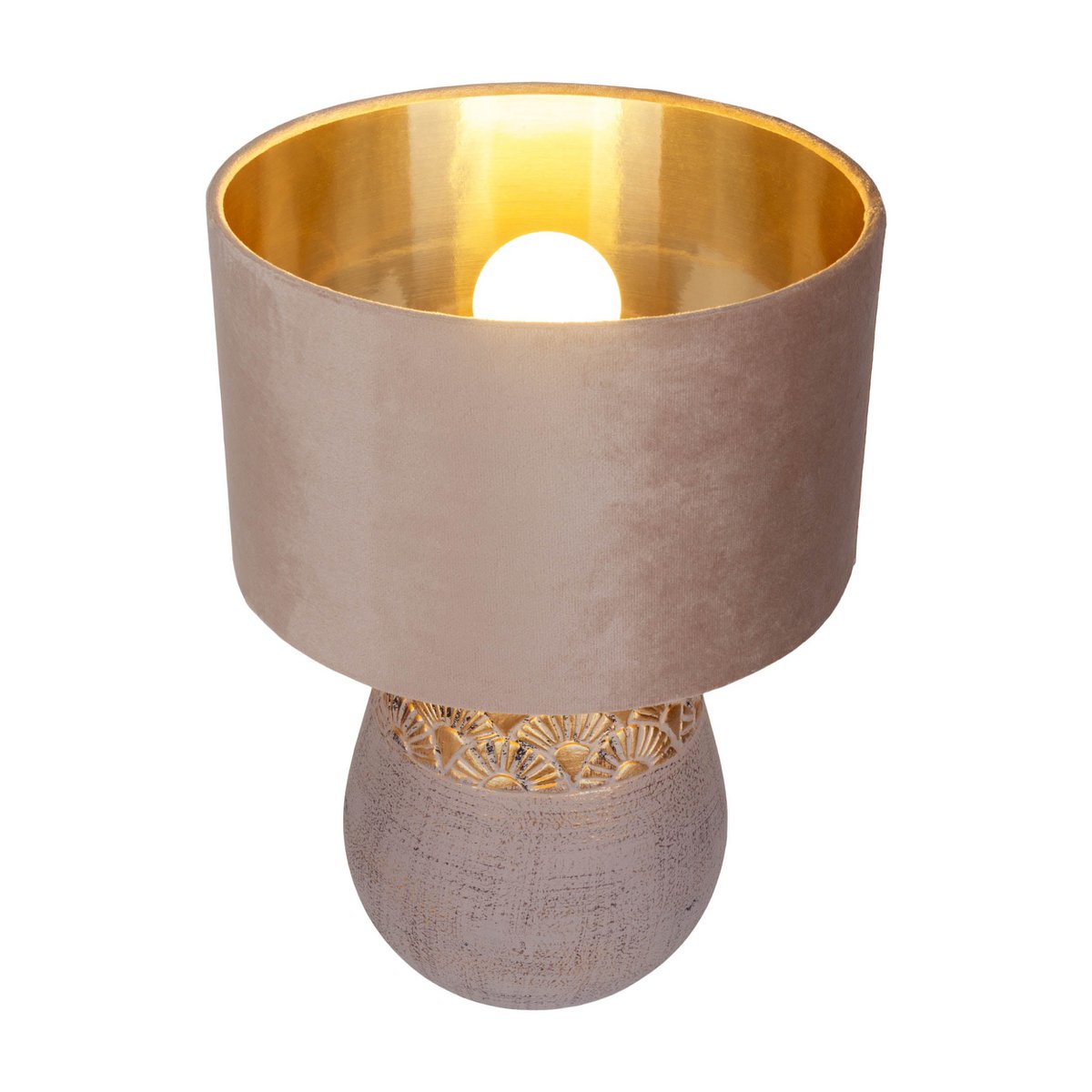 Handcrafted Ceramic Table Lamp in Beige and Gold Design