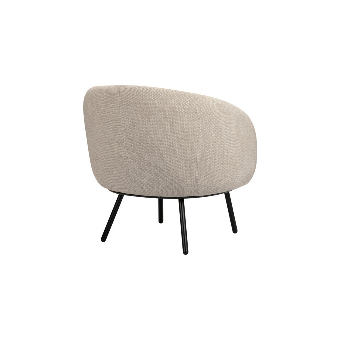 Tijdloze handgemaakte beige loungestoel met hoogwaardige natuurlijke materialen