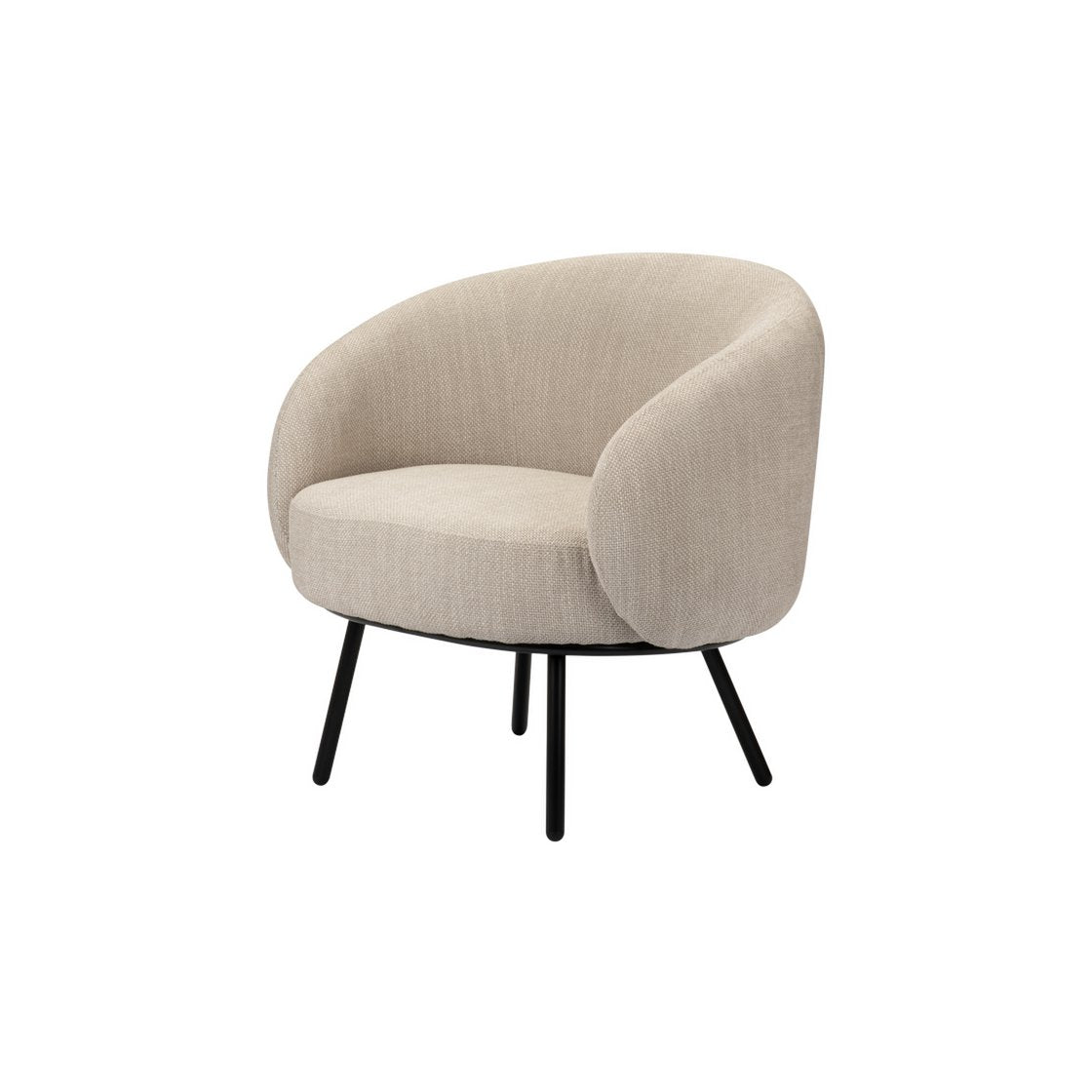 Tijdloze handgemaakte beige loungestoel met hoogwaardige natuurlijke materialen