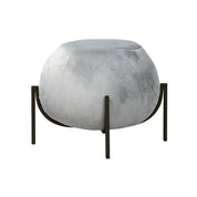 York grey velvet pouf with gold base
