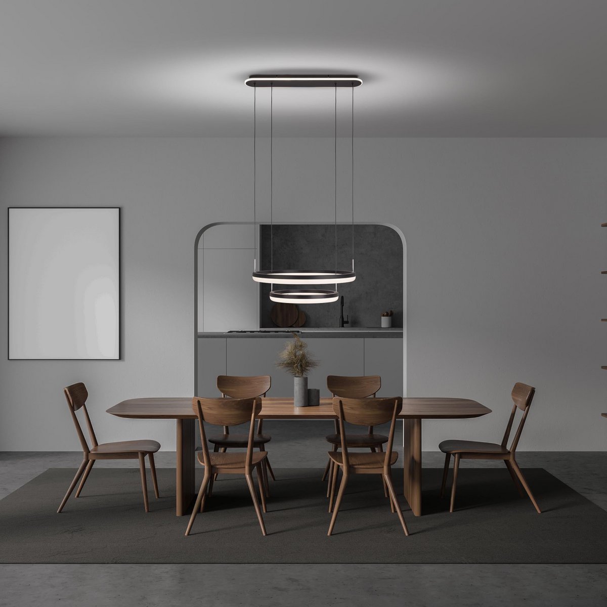 Handgemaakte luxe LED-hanglamp in zwart en zandkleurig design