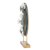 Blossoms of renewal silver metal sculpture