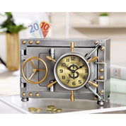 Heritage safe silver metal table clock