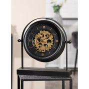 Angulo black and gold gear table clock