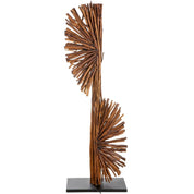 Dual natural wood floor lamp