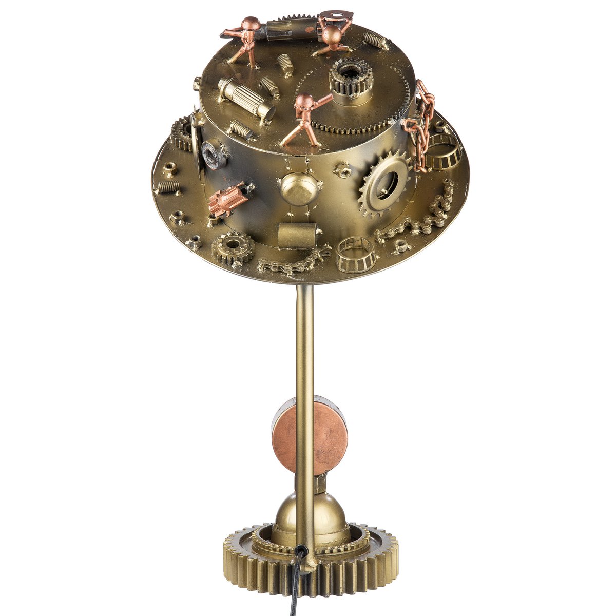 Steampunk hat silver metal table lamp