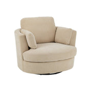 Chélu Luxe Swivel Armchair – Beige Textile & Wood