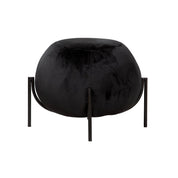 York black velvet pouf with metal base
