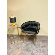 Eva velvet chair black gold frame