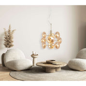 Tijdloze luxe handgemaakte hanglamp in amberkleurig glasontwerp