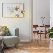 Handcrafted Luxury Metal Floor Lamp with Artisan Fabric Shades