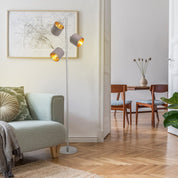 Handgemaakte luxe metalen staande lamp met ambachtelijke stoffen kappen