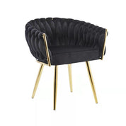 Eva velvet chair black gold frame