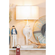 Seahells white resin table lamp