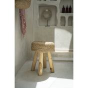 Teak & raffia woven stool
