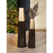 Vessel of abundance brown and gold ceramic floor vase