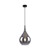 Handmade Luxury Pendant Lamp Gota in Black Smoke Glass