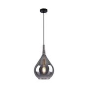 Handgemaakte luxe hanglamp Gota in zwart rookglas