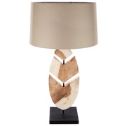 Wooden feather beige table lamp