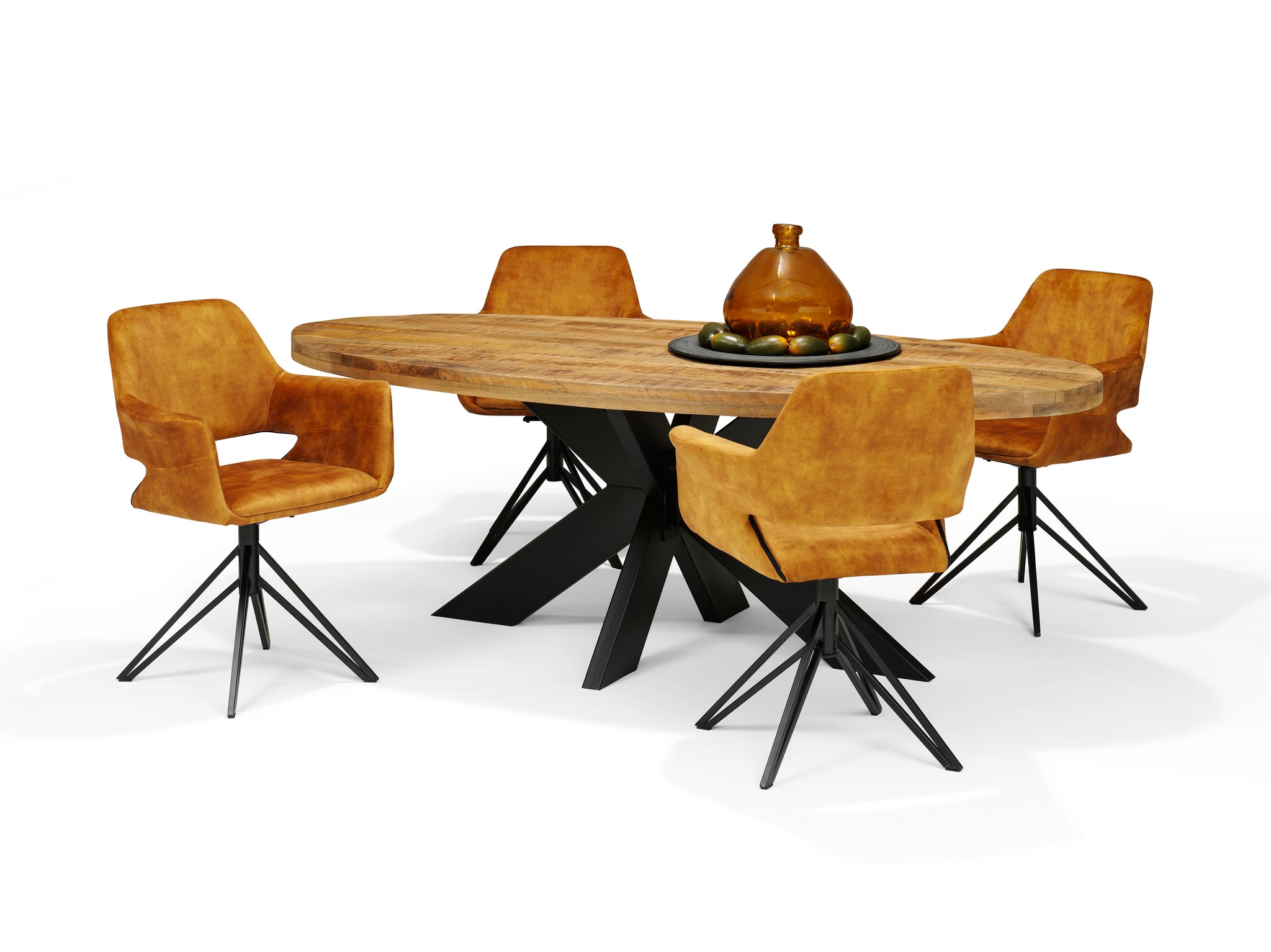 Armstoel Katy zwart draaivoet - Aurora Velours Gold