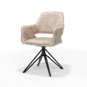 Katy armstoel - Stof Aurora Velours Liver-Mole UKFR, draaivoet