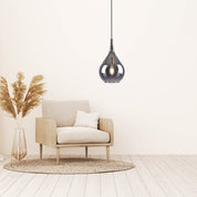 Handgemaakte luxe hanglamp Gota in zwart rookglas