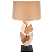 Wooden feather beige table lamp