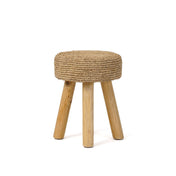 Teak & raffia woven stool