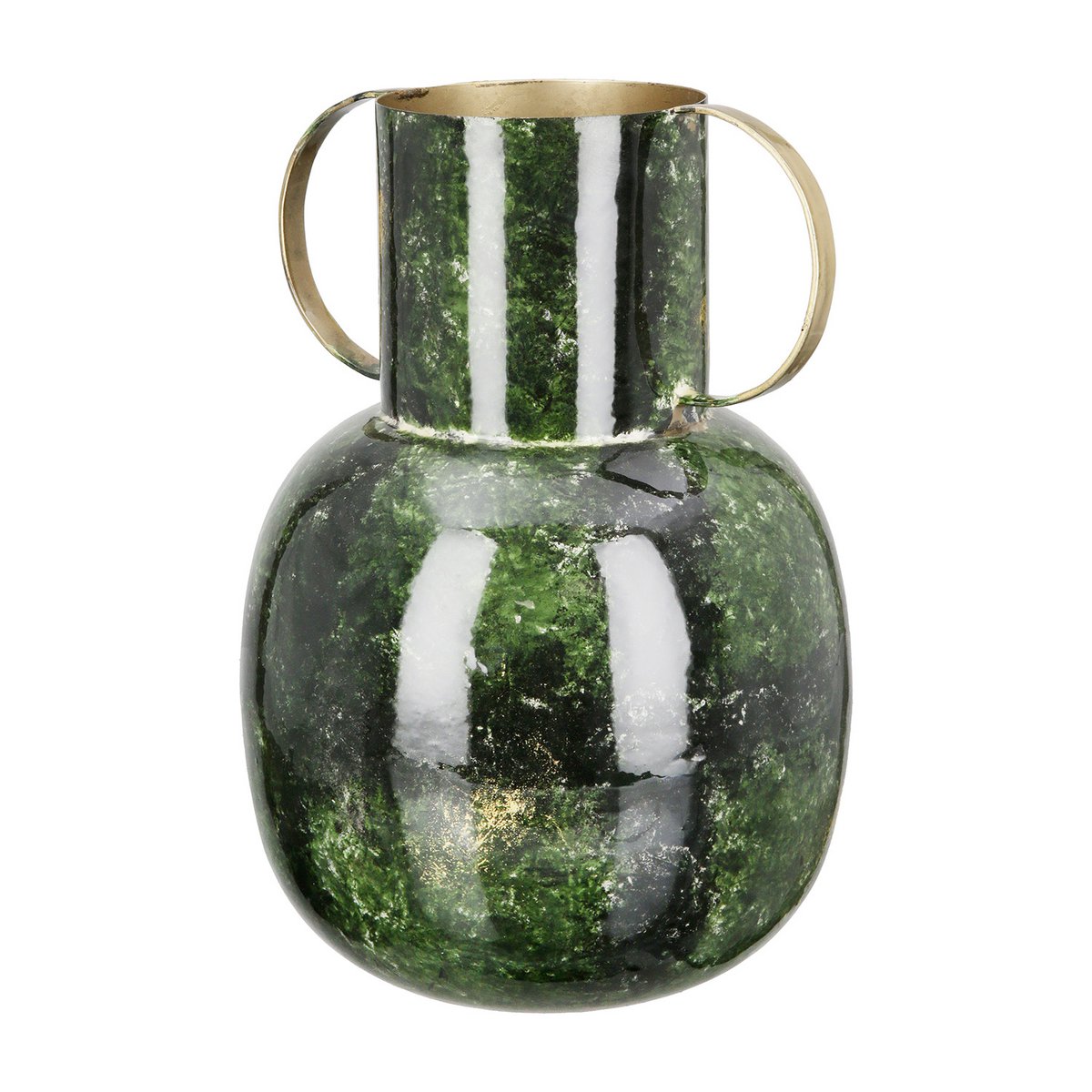 Emerald bloom green and gold metal vase