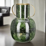 Emerald bloom green and gold metal vase