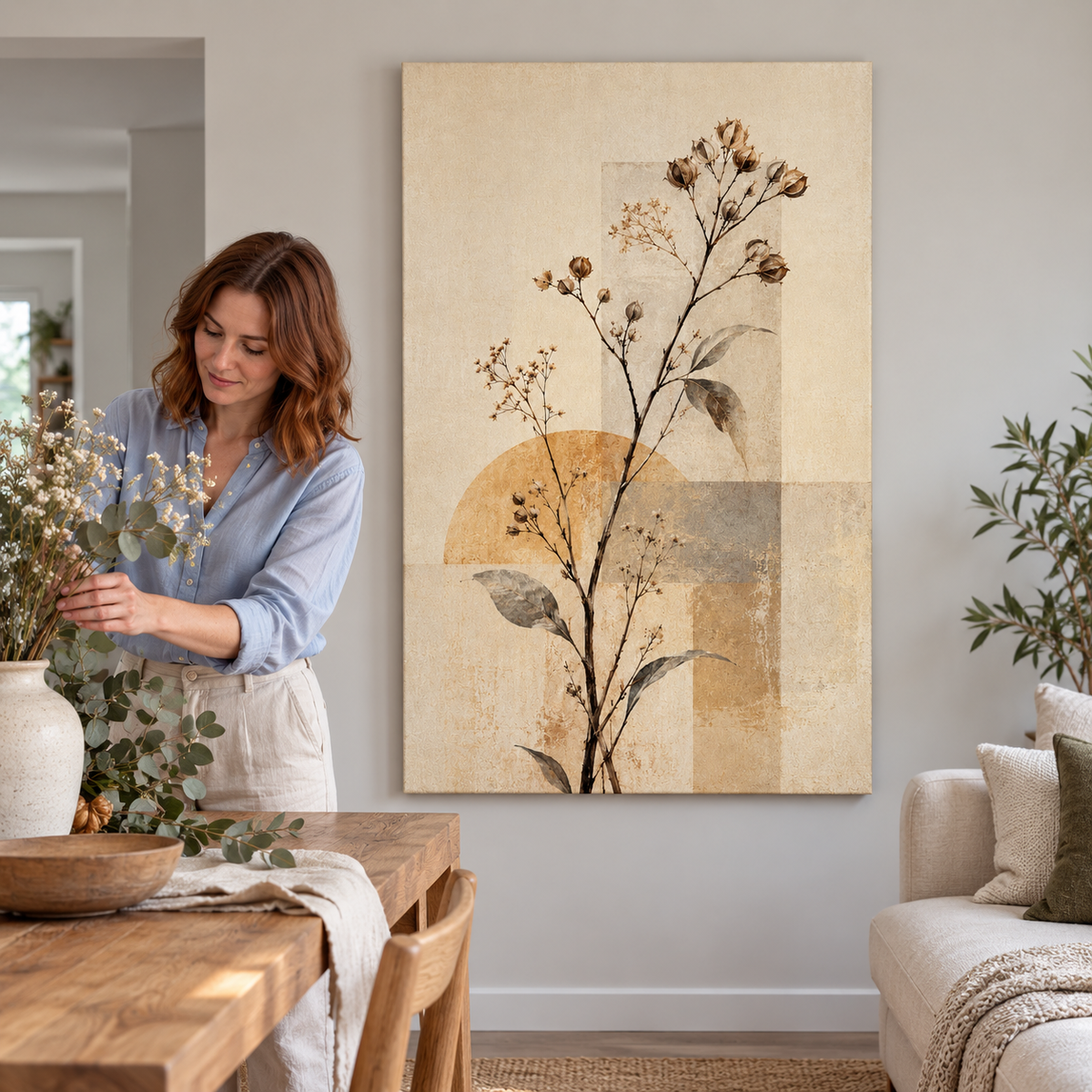 Ivory Blooms on Ochre