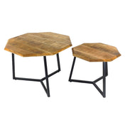 Lastra black metal & reclaimed wood side table set