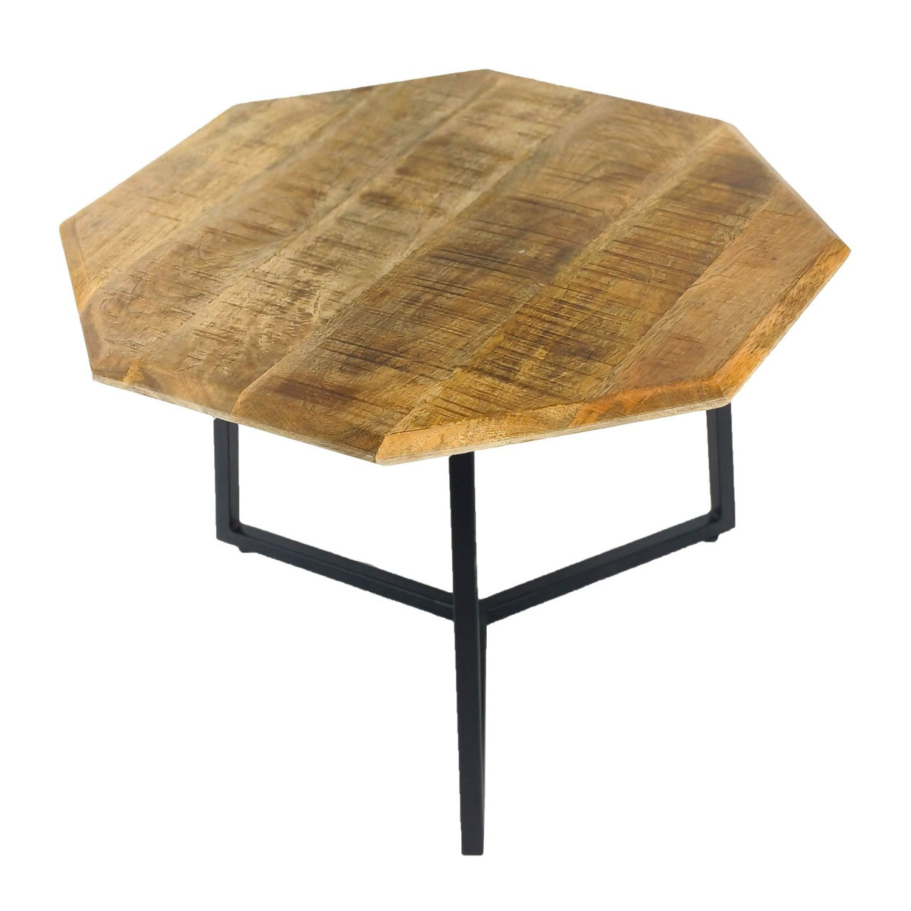 Lastra black metal & reclaimed wood side table set