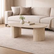 Elvyn ovaal salontafel met beige travertin