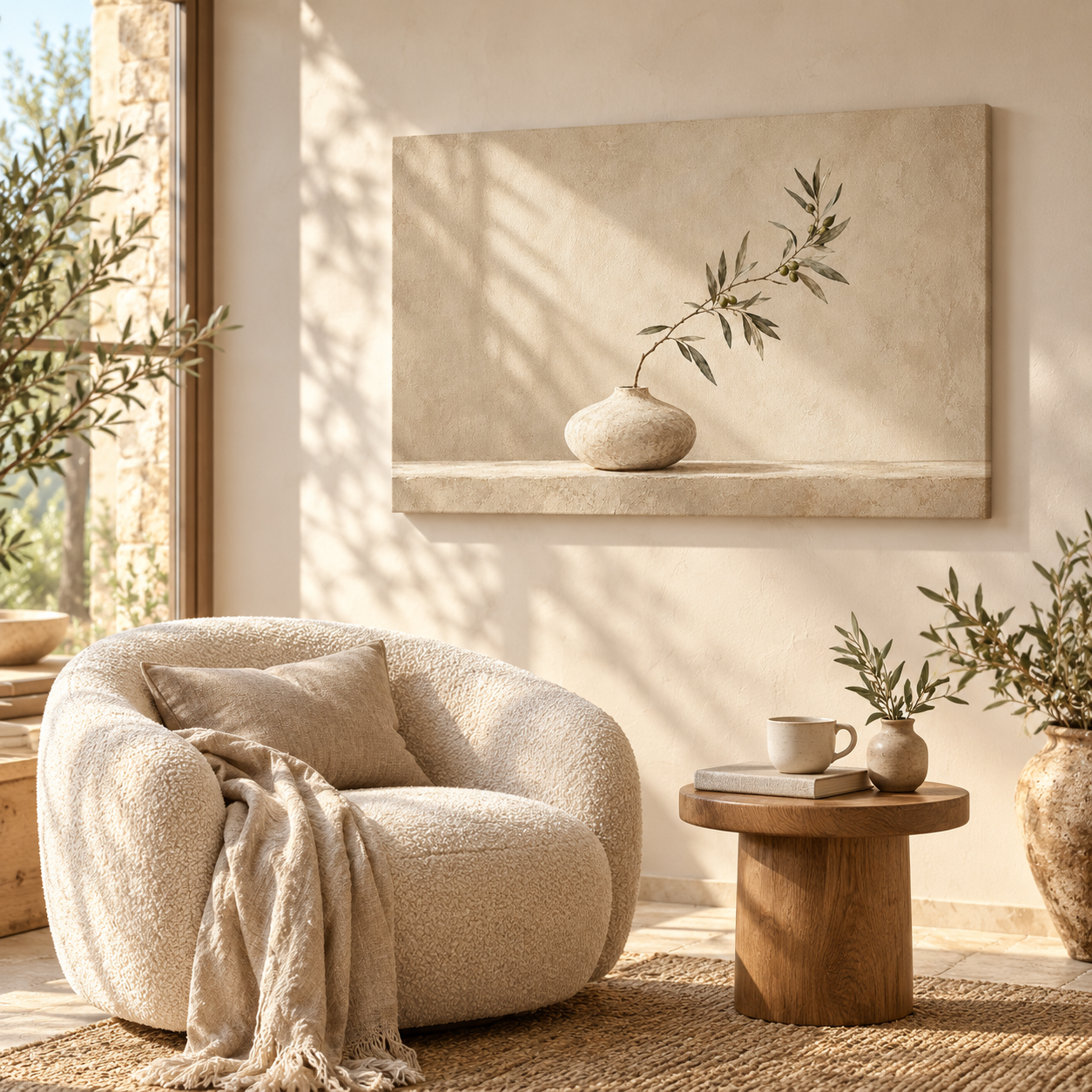 Olive Light on Linen horizontal canvas ugc