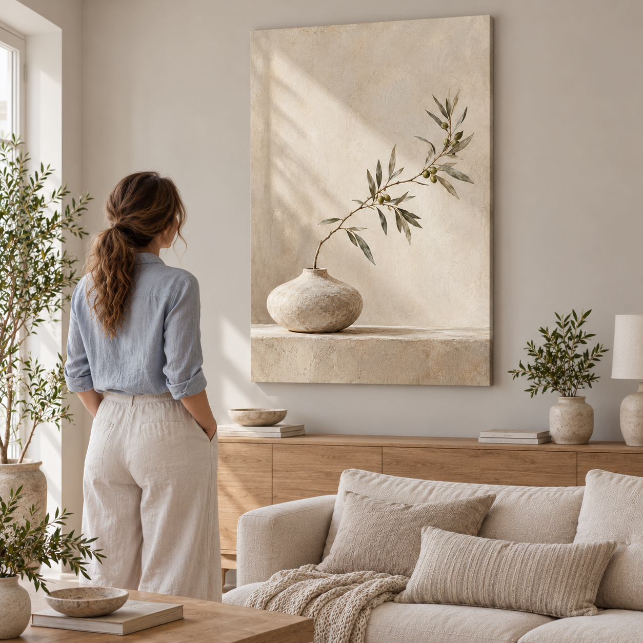 Olive Light on Linen — canvas ugc mockup