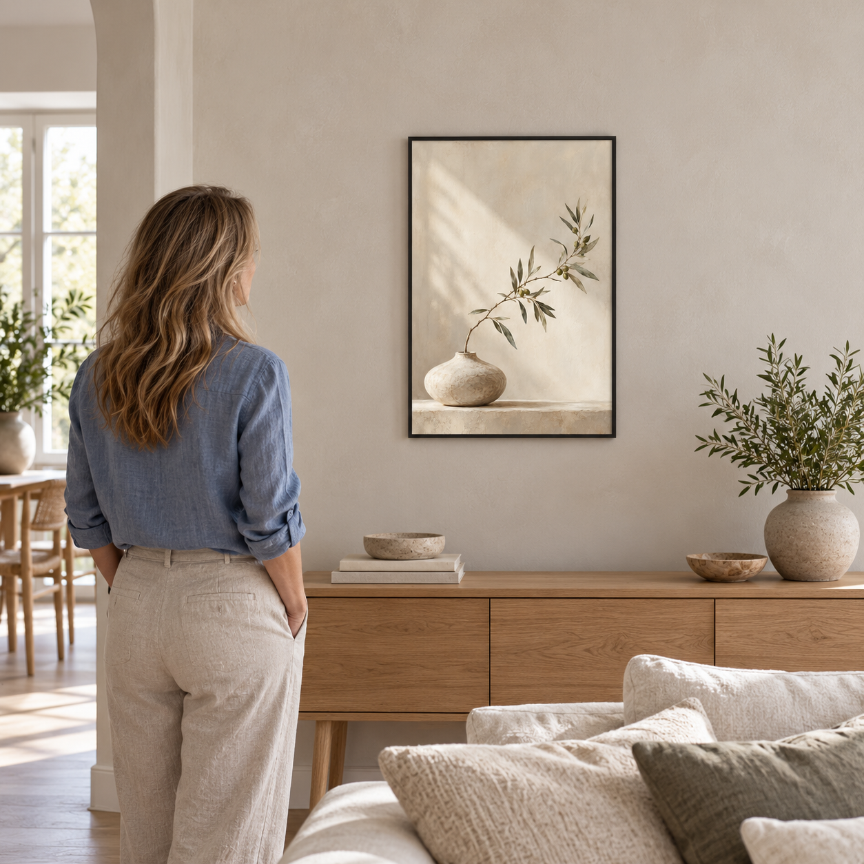 Olive Light on Linen — poster ugc mockup
