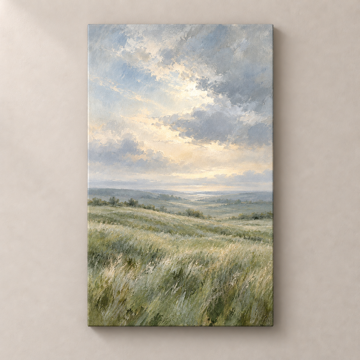 A Meadow in Silver Light — frameless canvas front view