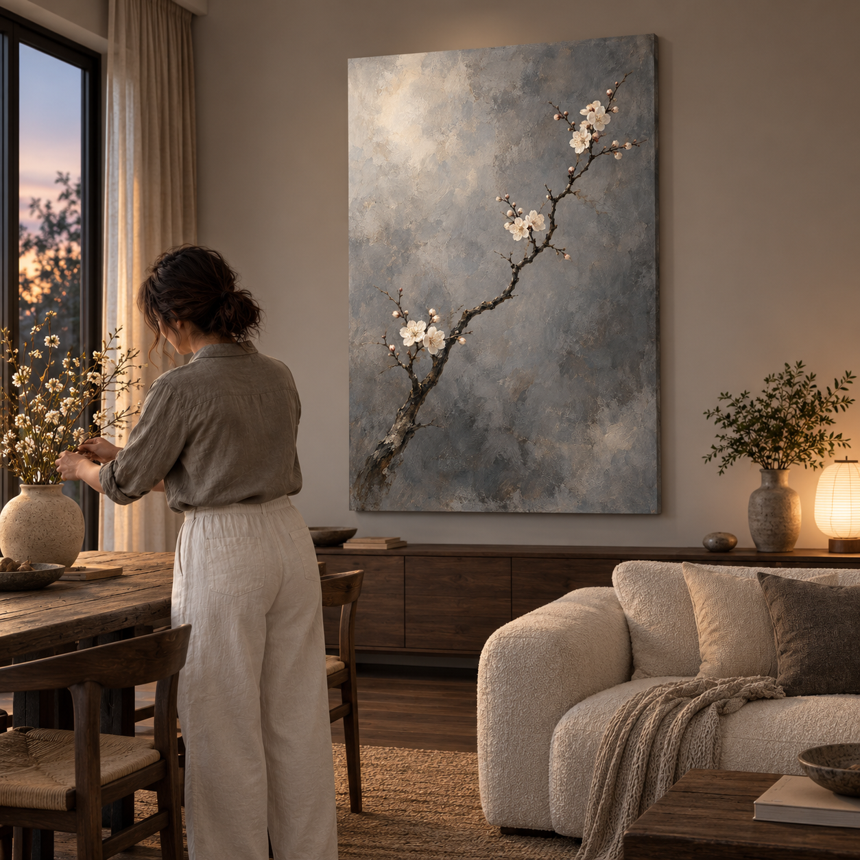 Plum Branch in Dusk — canvas ugc mockup