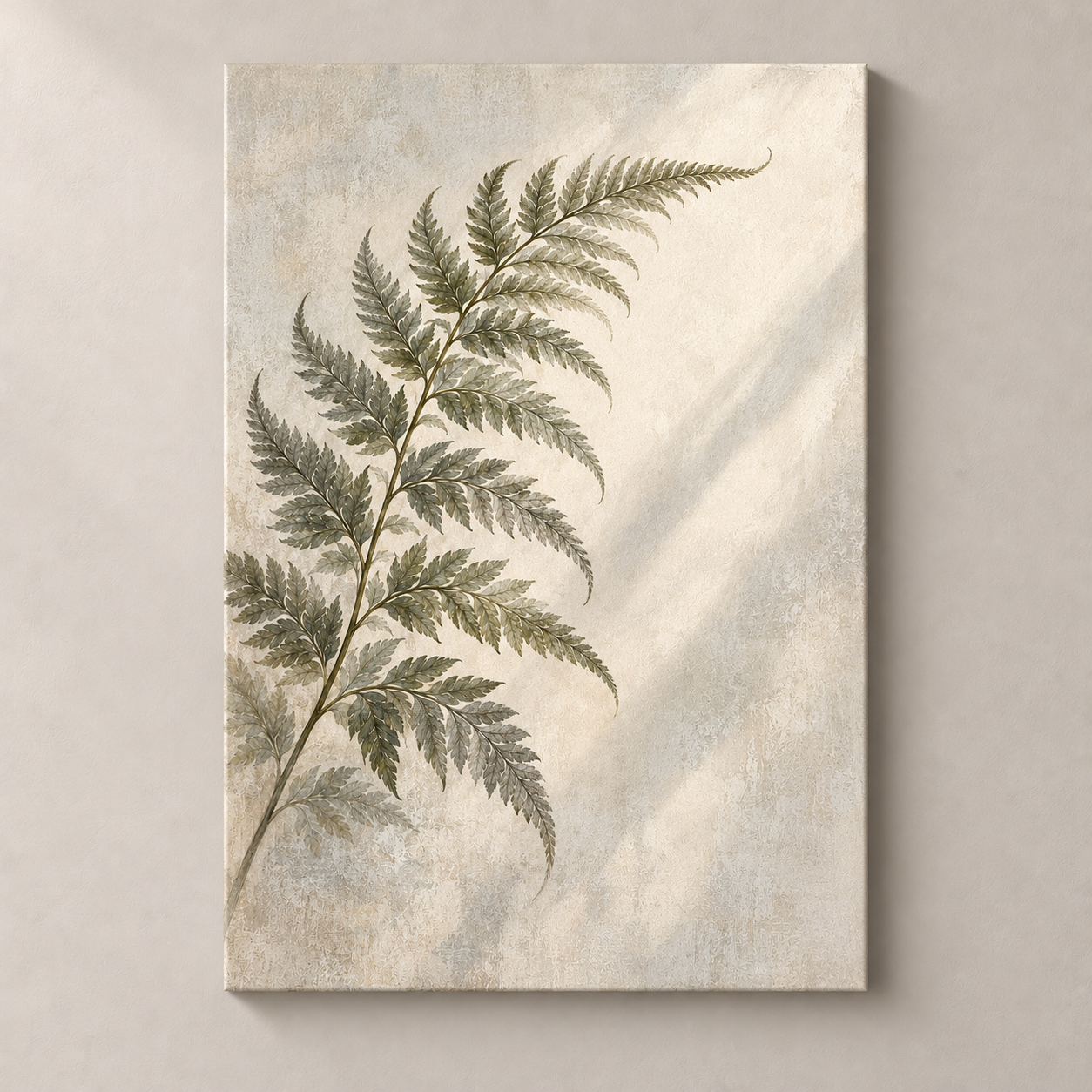 Fern Written in Light — frameless canvas front view