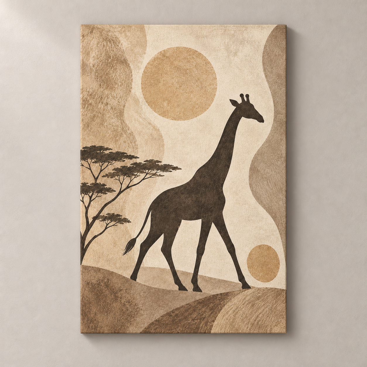 Giraffe Beneath Quiet Skies — canvas standalone mockup