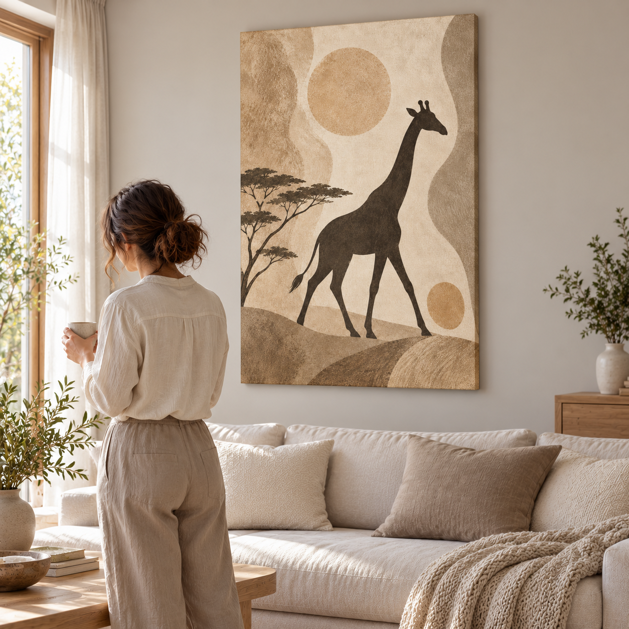 Giraffe Beneath Quiet Skies — canvas ugc mockup