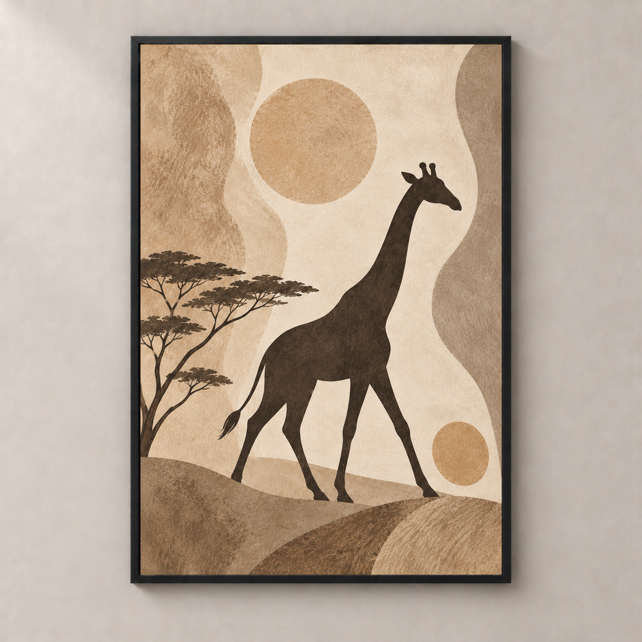 Giraffe Beneath Quiet Skies — poster standalone mockup