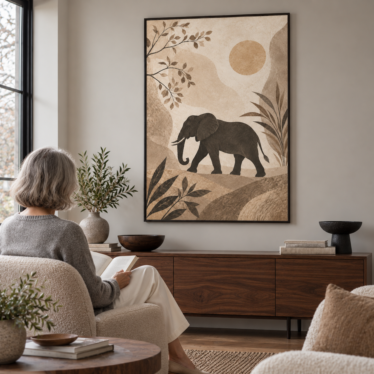 Elephant on the Quiet Plain — poster ugc mockup