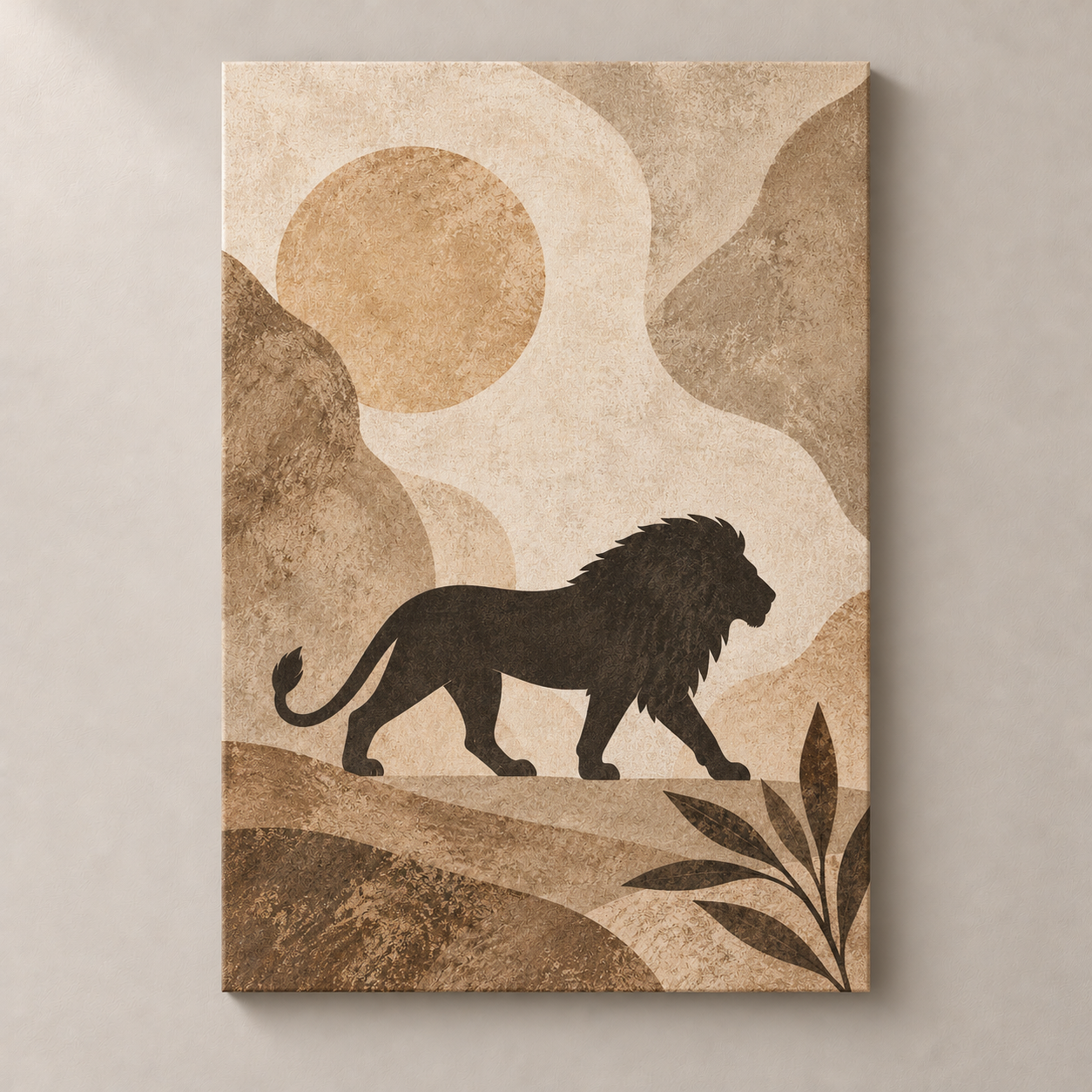 Lion in Soft Earth — canvas standalone mockup