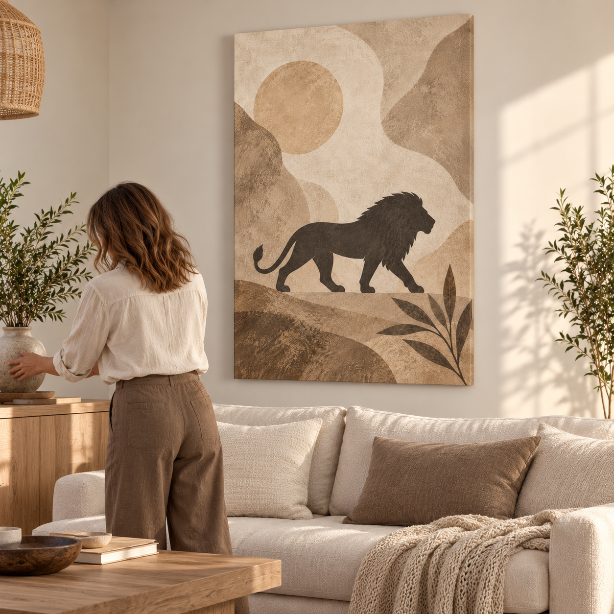 Lion in Soft Earth — canvas ugc mockup