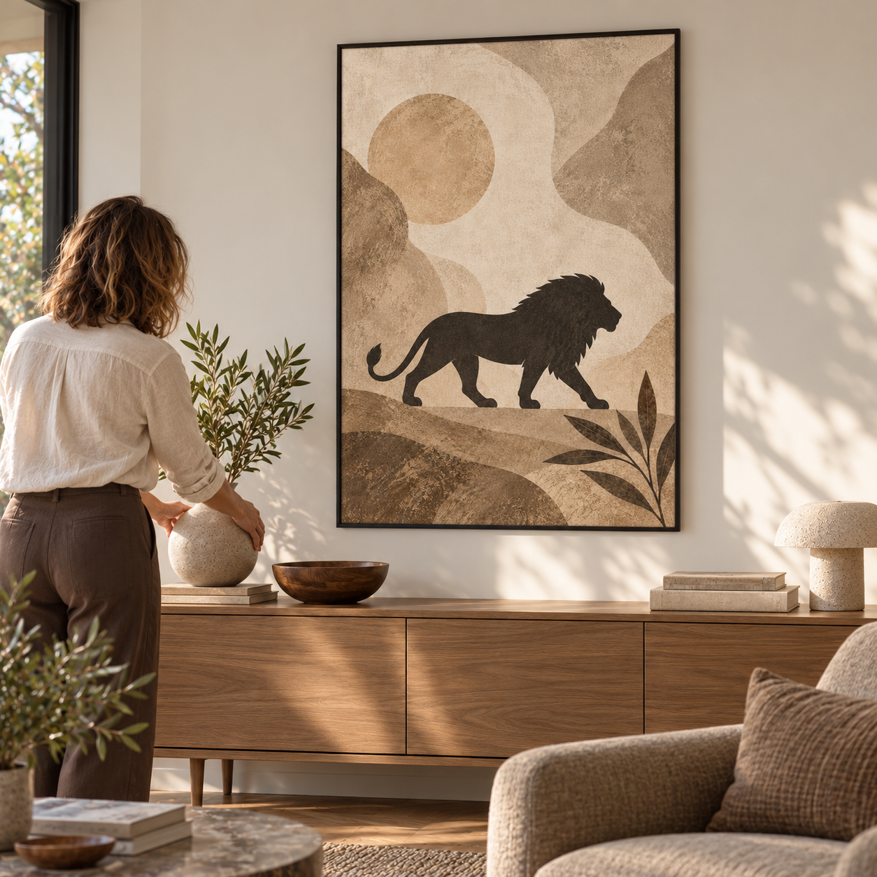 Lion in Soft Earth — poster ugc mockup