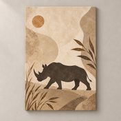 Rhino Across the Dust — canvas standalone mockup