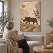 Rhino Across the Dust — canvas ugc mockup