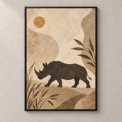 Rhino Across the Dust — poster standalone mockup